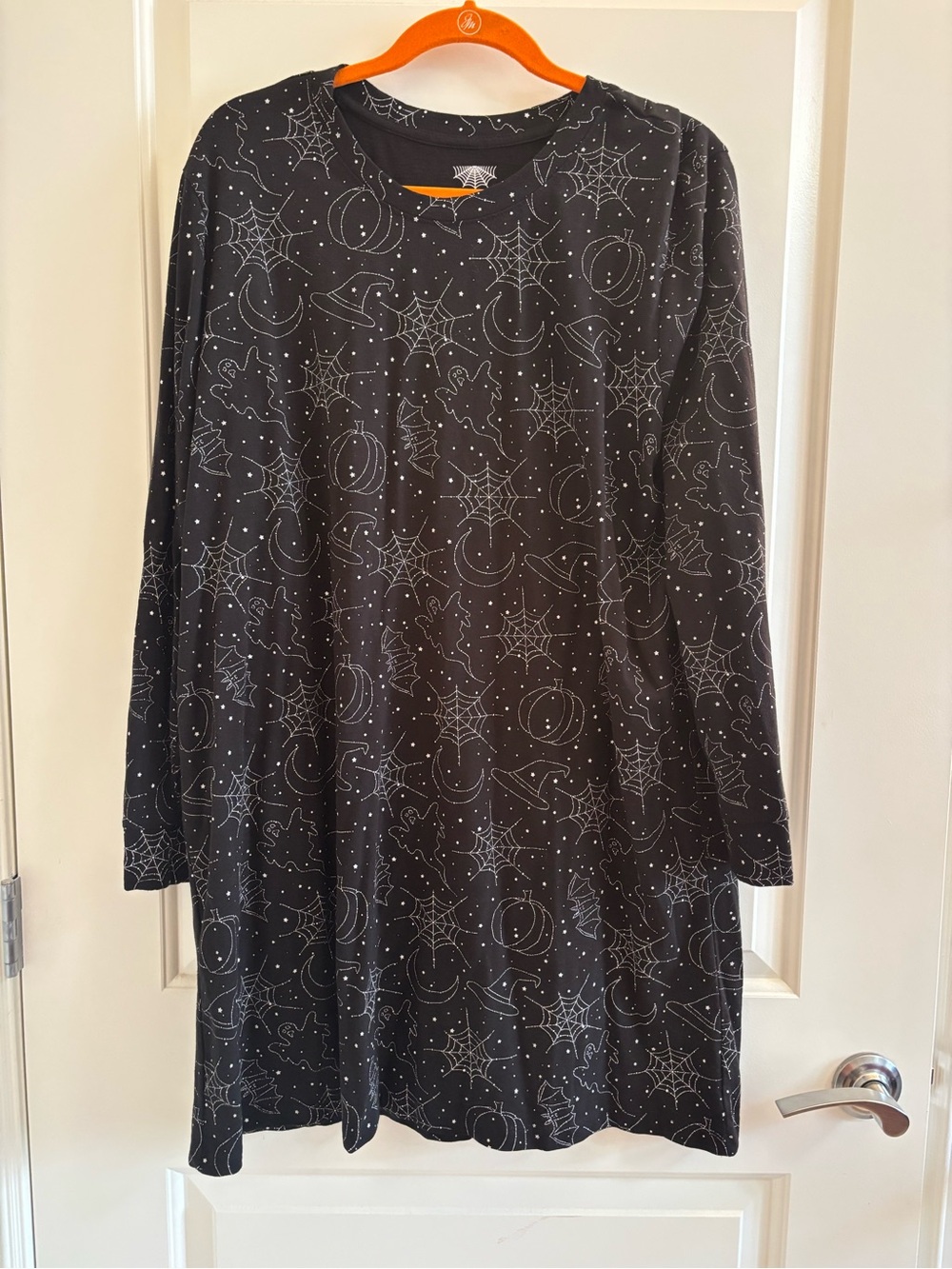 Source Unknown Black Long Sleeve Halloween Print Dress
